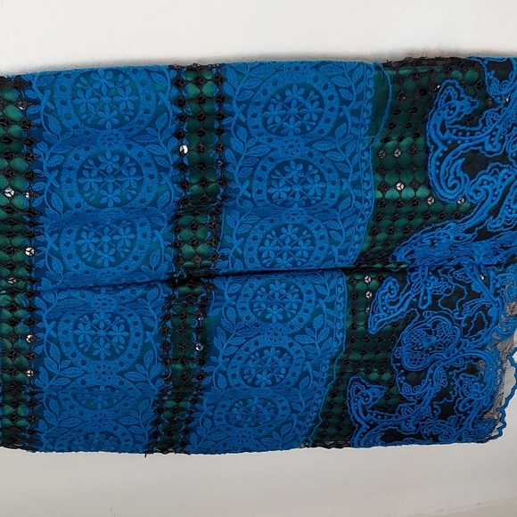 BCBG maxazria Manuela embroidered sequin lace blue/green dress size 6 - Picture 9 of 12